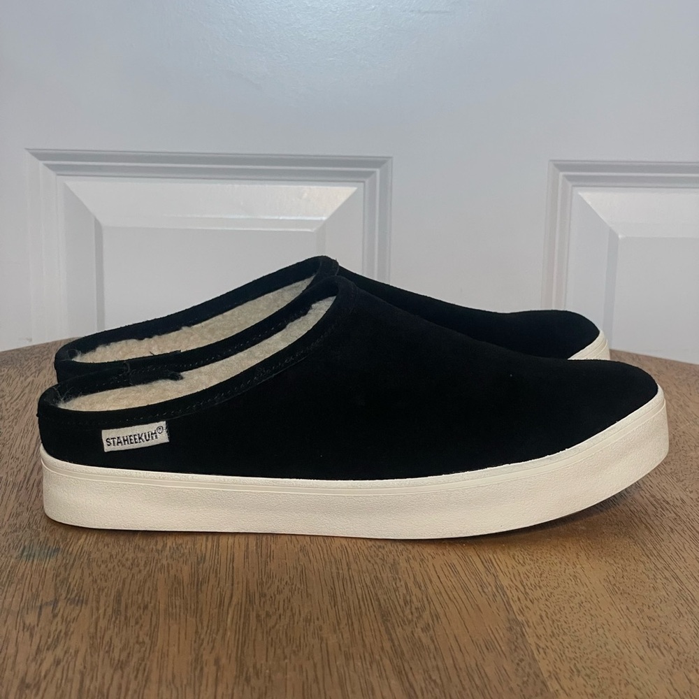 Staheekum Women's Cami Mule in Black Suede with Plush Lining Size 7
